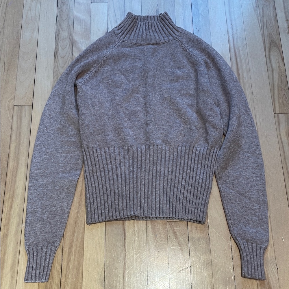 Suzy Shier Taupe Ribbed Sweater